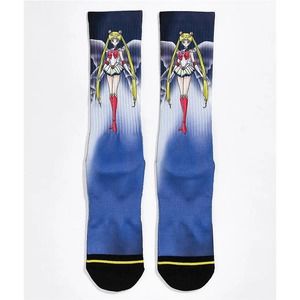 Primitive Skateboarding Men's X Sailor Moon Japanese Anime Blue Tie Dye Socks